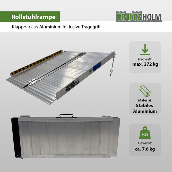 TRUTZHOLM Rollstuhlrampe klappbar 91 cm Traglast 272 kg Alu grau Auffahrrampe