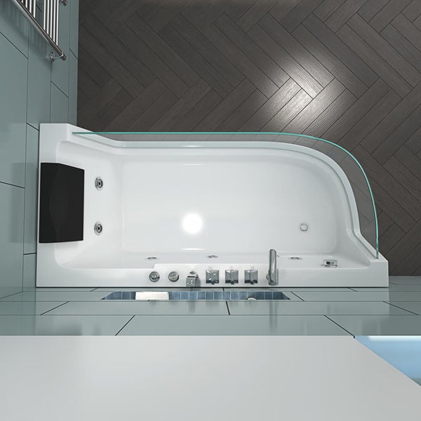 Home Deluxe - Whirlpool Badewanne - CARICA Links weiß mit Heizung und Massage - Maße: 170 x 80 x 59 cm I Eckwanne, Indoor Badewanne