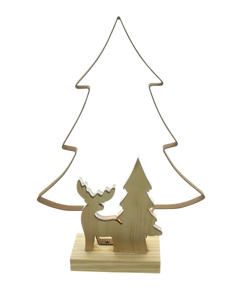 FRANK FLECHTWAREN | LED-Deko Metalltanne, 24,5 x 7 x 36 cm, TANNE, METALL, ACRYL,