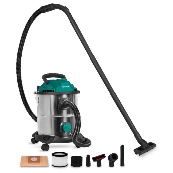 VONROC Nass und Trockensauger - Nasssauger, Industriesauger trocken und nass - Werkstattsauger 1400W - 20L Tank - 3m Schlauchlänge - inklusive Zubehör