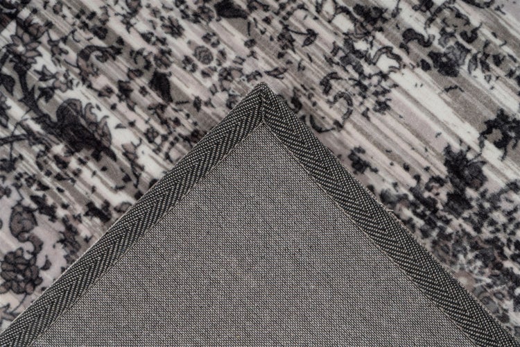 Kurzflor Teppich Rhombique Grau Vintage-Design, Used-Look, Orientalisch 120 cm x 170 cm