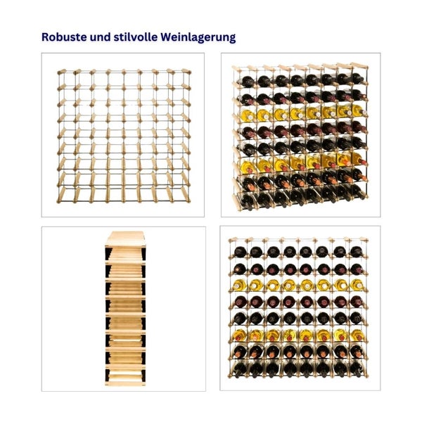PROREGAL Modulares Weinregal Vinotega Mod Metal HxBxT 82,5 x 82,5 x 24,5 cm 8 x 8 Flaschen Massives Kiefernholz Natur