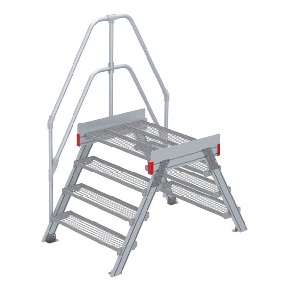 Industrielle Arbeitsbühne mit vier Stufen und Geländer
