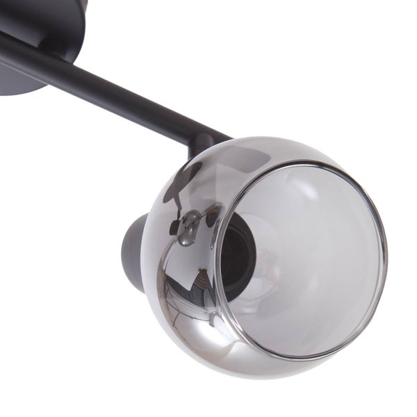 Deckenleuchte mit Metallgestell und runder Glasabdeckung