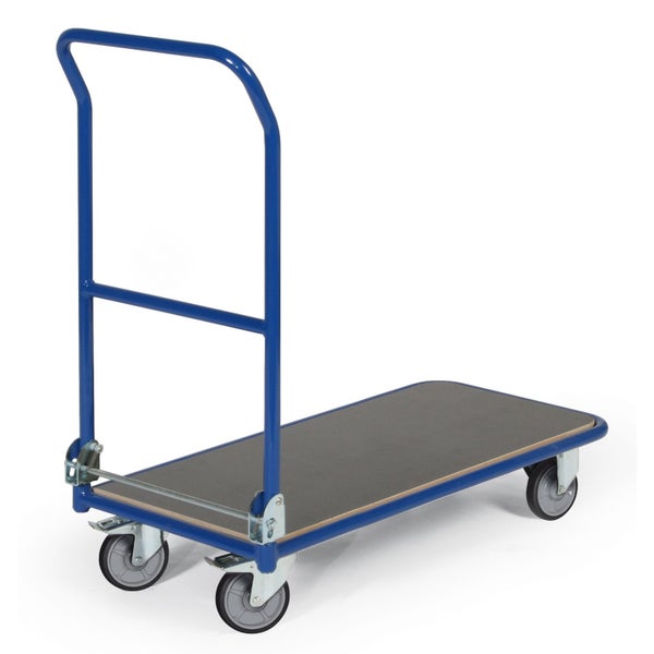 Blauer Transportwagen mit Plattform