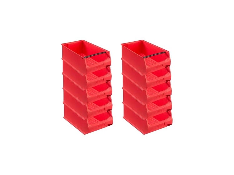 PROREGAL Rote Sichtlagerbox 5.1 Mit Griffstange HxBxT 20 x 30 x 50 cm 21,8 Liter Sichtlagerbehälter Sichtlagerkasten Sichtlagerkastensortiment Sortierbehälter