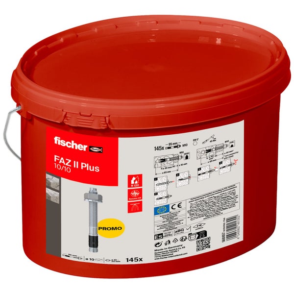 Fischer FAZ II Plus Anker in einem roten Eimer, 145 Stück
