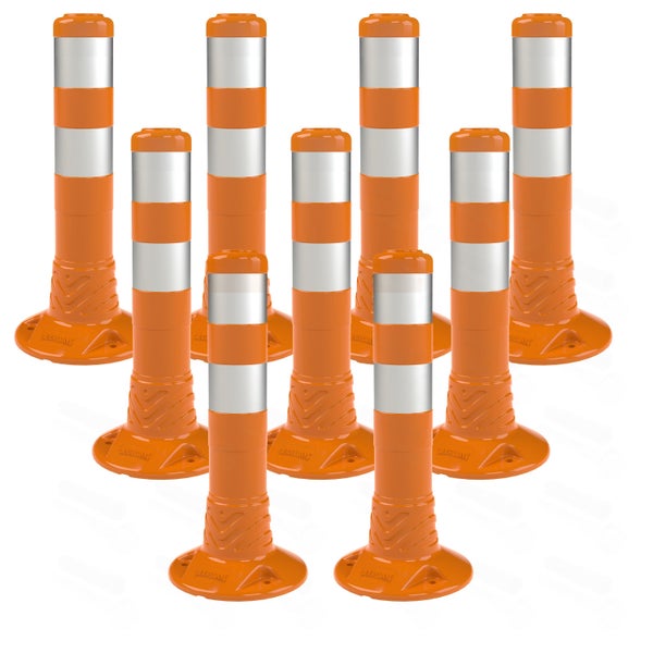 UvV-Flex Absperrpfosten 45cm orange mit einem Reflexstreifen inkl. Befestigungsmaterial / 1