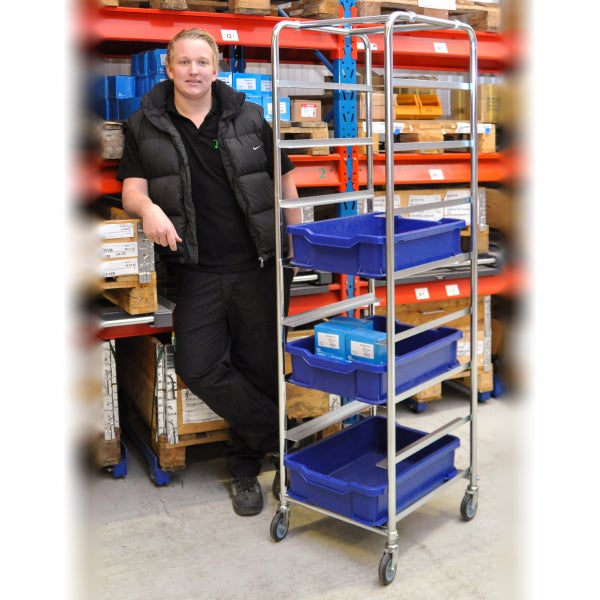 Kongamek Kistenwagen 460x590x1880mm verzinkt mit 11 Böden ohne Bremse