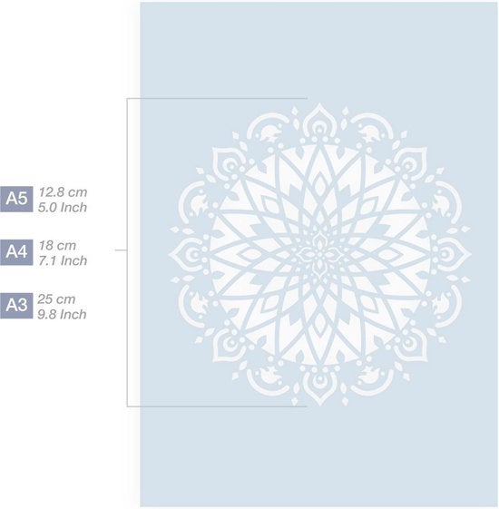 QBIX Mandala Schablone A5 Größe Kunststoff - Ausschnitt Durchmesser 12,5cm