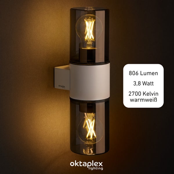 Oktaplex Puno Dos Weiß inkl. 2x E27 Glow 3,8W 806lm 2700K - Klasse A