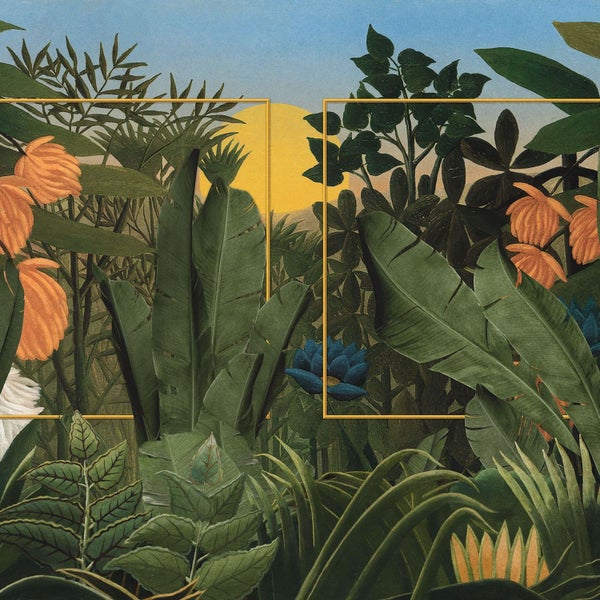 Dekorative Dschungeltapete mit Pflanzenmotiven