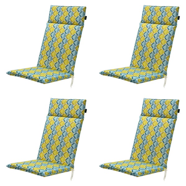 Hochlehnerauflage Siem gelb - Ca. 120x50 cm - 4er-Set