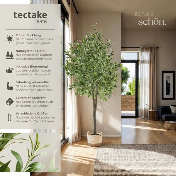 Künstlicher Olivenbaum im Wohnraum mit Topf
