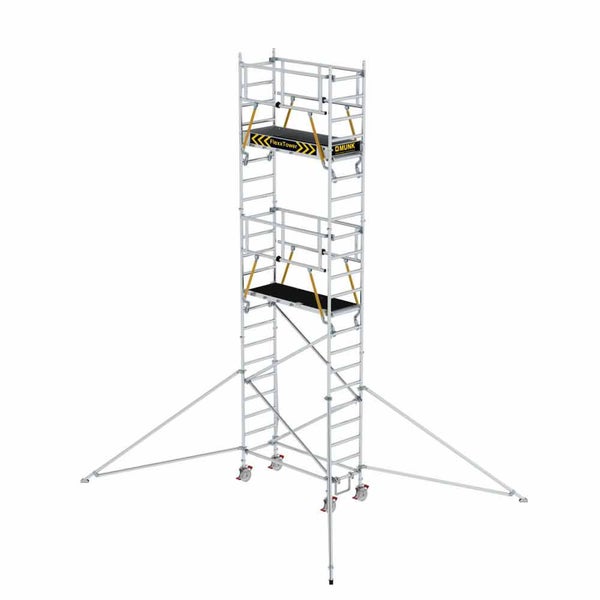 MUNK FlexxTower Fahrgerüst aus Aluminium mit Rollen und Auslegern zur Stabilisierung