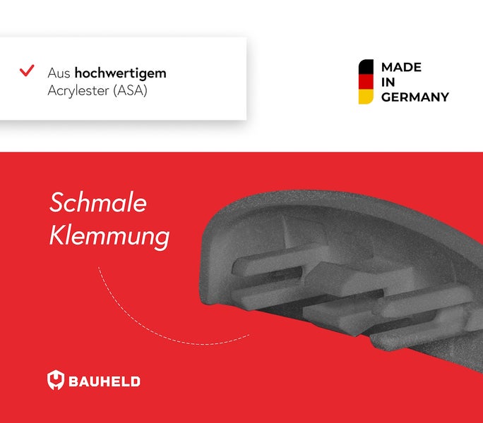 Produkt aus Acrylester mit Made in Germany Siegel und Bauheld Logo