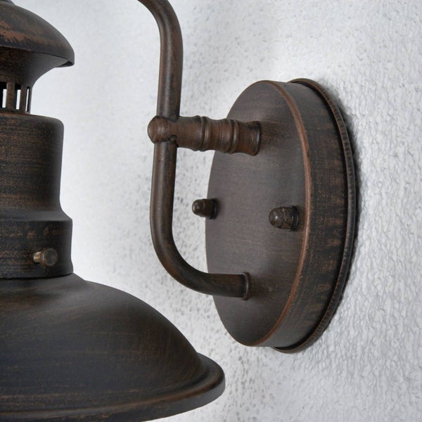 Lindby Wandleuchte außen Eddie (spritzwassergeschützt (Landhaus, Vintage Rustikal) in Braun (1 flammig E27) - Außenwandleuchten Wandlampe Led Außenlampe Outdoor für Außenwand/Hauswand