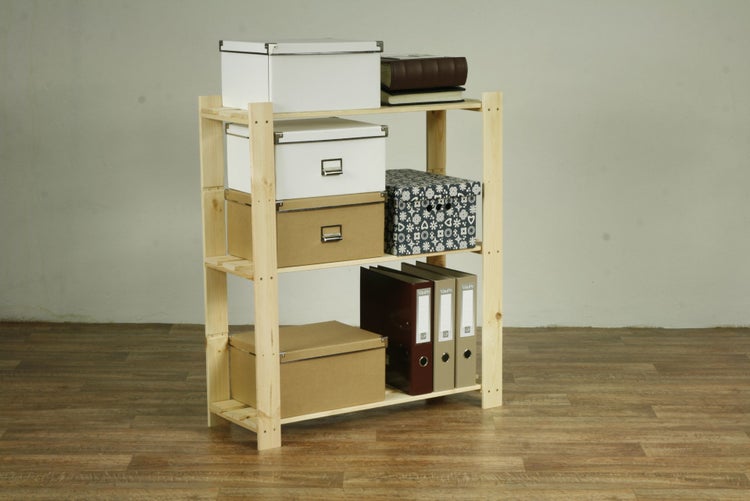 PROREGAL Holzregal Pinepeak HxBxT 90 x 80 x 38 cm 3 Fachboden 1,2 cm Dickes Kiefernholz Natur