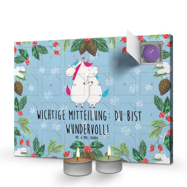 Mr. & Mrs. Panda Duftkerzen Adventskalender Einhorn Mitteilung - Blau Pastell