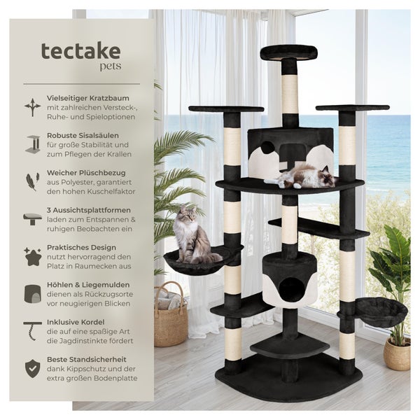 Kratzbaum tectake Fippi inklusive Spielkordel und Kippschutz 201 cm schwarz/weiß