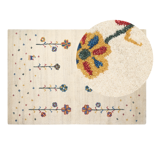 Teppich HUSUNLU Beige 140 x 200 cm Wolle Gabbeh