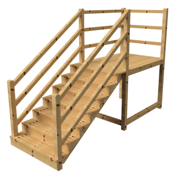 Holztreppe mit Geländer für den Außenbereich