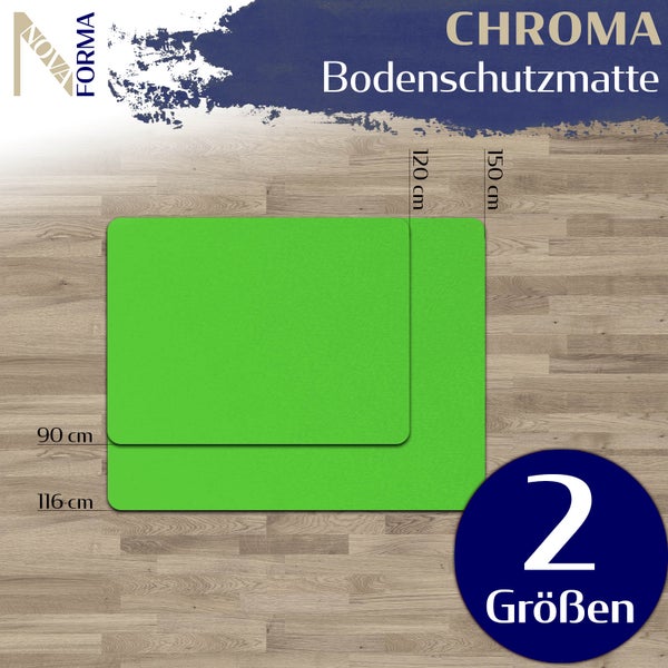 Bodenschutzmatte PE CHROMA - Grün - 90x120 cm - Hartboden - Bunte Schutzmatte als Unterlage für Bürostuhl