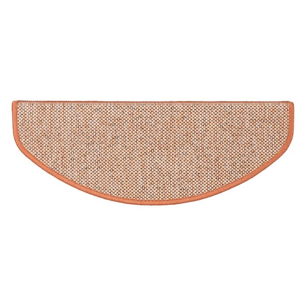 FLOORDIREKT Stufenmatte Sabang - Sisaloptik - Gekettelter Rand & Selbstklebend - Terra - 23,5 x 65 cm - Halbrund