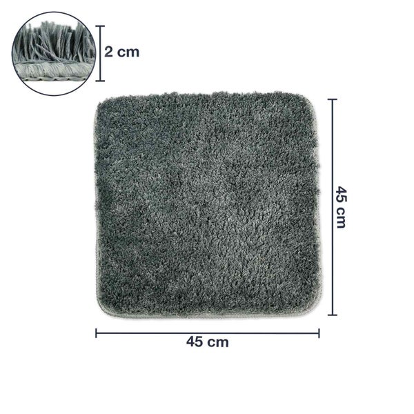 Grauer Badteppich, quadratisch, 45 x 45 cm, Florhöhe 2 cm