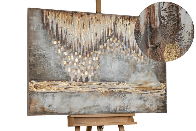 Handgemaltes Gemälde Acrylfarbe 120x80cm Beige