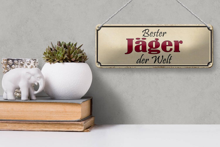 Blechschild Spruch 27x10cm bester Jäger der Welt Dekoration