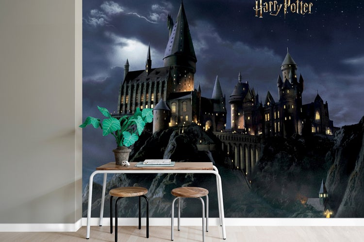 Harry Potter Fototapete mit Hogwarts-Schloss im Kinderzimmer