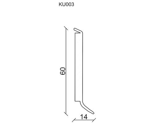 Kernsockelleiste schwarz KU003 14x60x2500 mm
