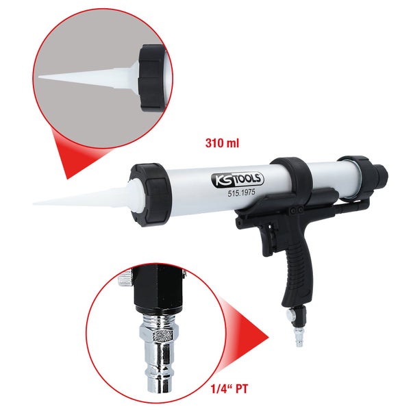 Druckluftpistole für 310 ml Kartuschen mit KS Tools Logo