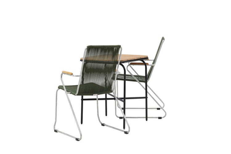 Holmbeck Gartenset Tisch, 2 Stühle  natur,grün. 88 X 70 X 74 cm
