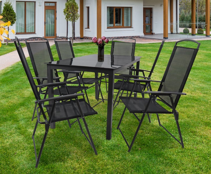 7-tlg Sitzgruppe Gartenmöbel Tisch Stühle Set 140S
