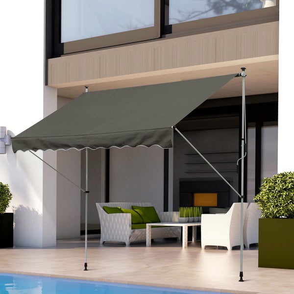 Outsunny Markise, Klemmmarkise, 300 x 150cm, Alu, Grau