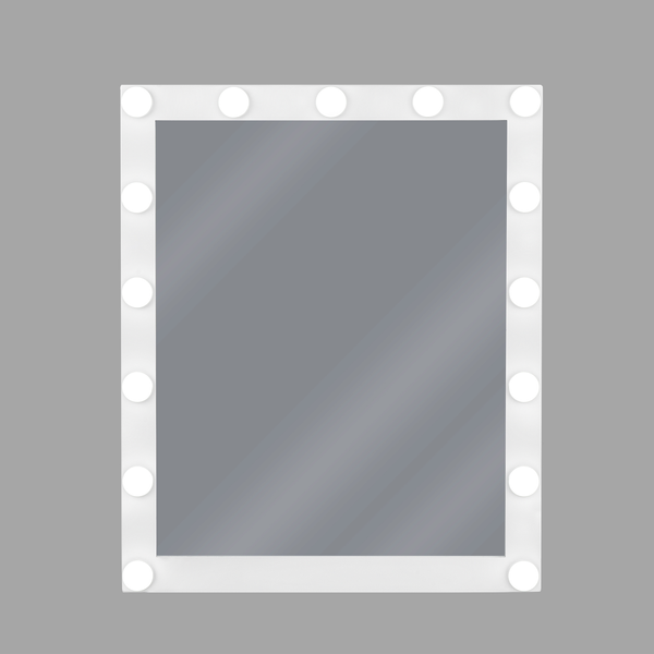 Rechteckiger Schminkspiegel mit integrierter LED Beleuchtung in Rahmenoptik für Wandmontage