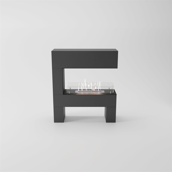 GLOW FIRE Ethanol Kamin 'Rogaland' | Ethanolofen in grau mit 3 Std. Brenndauer und 3 KW Heizleistung | BxHxT: 110x100x34 cm