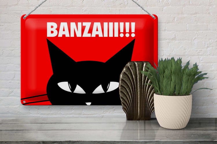 Blechschild Spruch 30x20cm Katze Banzaiii
