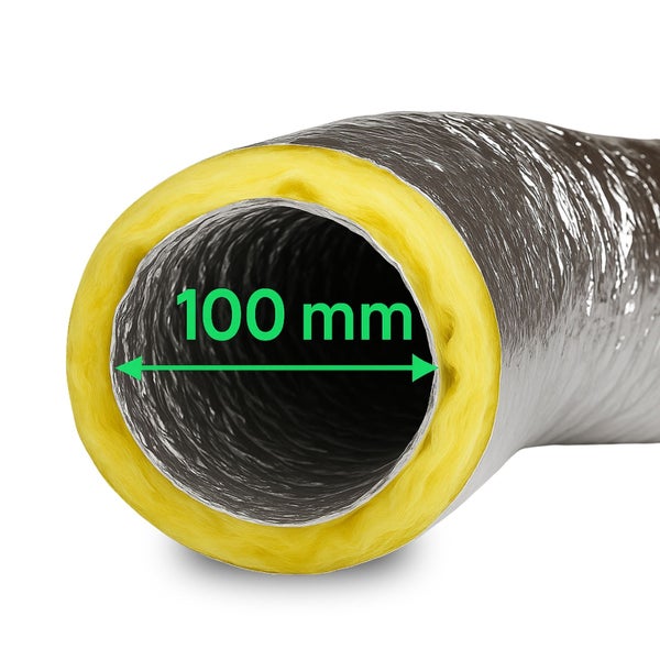 Isoflexrohr 100mm – 1 Meter isolierter Abluftschlauch für Klimageräte, Growboxen & mehr – 4-Schicht Isolierung, Hohe Schalldämpfung, Feuergeschützt & Extra Stabil