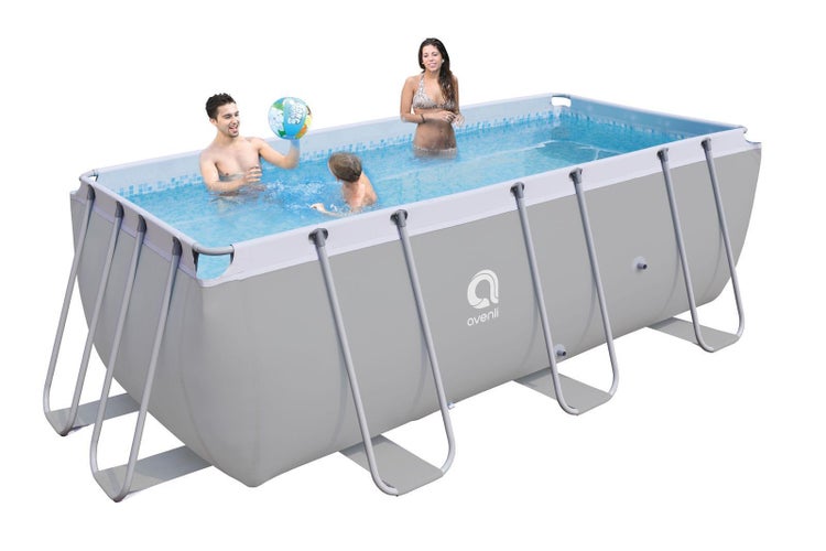 Avenli Aufstellpool Framepool rechteckig 400x207x122 cm Ersatzpool inkl. Stopfen und Gartenschlauchadapter grau