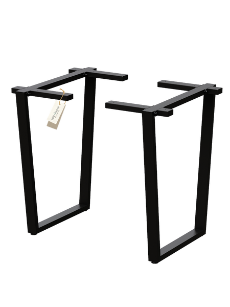Tischkufen aus schwarzem Metall, Set bestehend aus zwei Stück für Esstische oder Schreibtische.