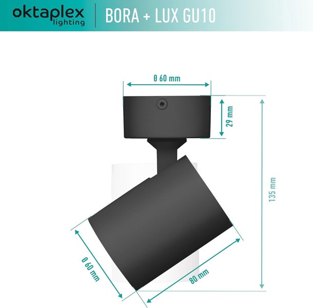 Bora Deckenstrahler GU10 LED 400lm 2700K warmweiß 4,8W 230V Schwenkbar 1-flammig Aluminium Deckenleuchte Wandstrahler