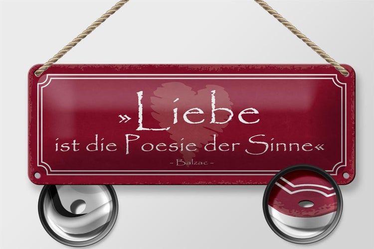 Blechschild Spruch 27x10cm Liebe ist die Poesie der Sinne Dekoration