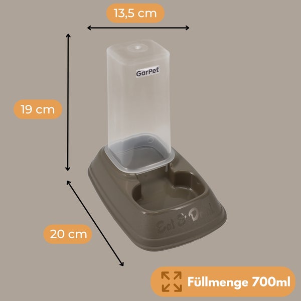 GarPet Futterbar Eat & Drink, 700 ml Fassungsvermögen, Abmessungen 13,5 x 20 x 19 cm