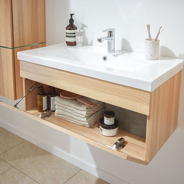 Home Deluxe - Badmöbel-Set - WANGEROOGE BIG Holz - X-Large - inkl. Waschbecken und komplettem Zubehör - Breite Waschbecken: ca. 80 cm I Badezimmermöbel Waschtisch Badmöbelset