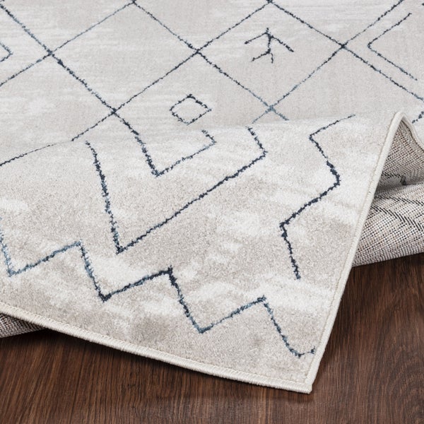 Etnhischer Berber Teppich Weiß/Blau 200x275 cm FABIA