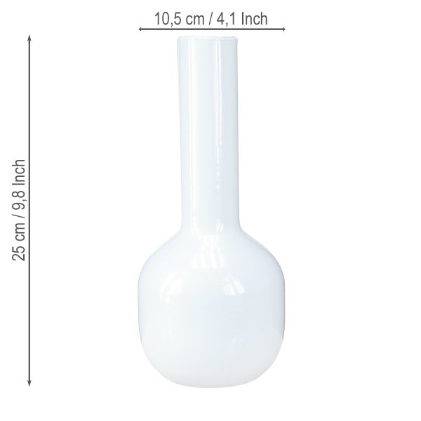 Vase aus Glas mit den Maßen 25 cm Höhe und 10,5 cm Durchmesser