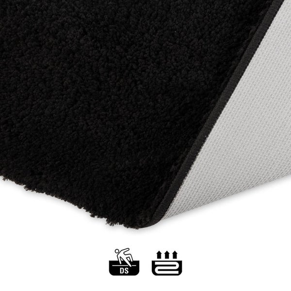 FLOORDIREKT Badematte Sky Soft - Reckteckig - Rutschhemmende Rückseite - Schwarz - 80 x 150 cm